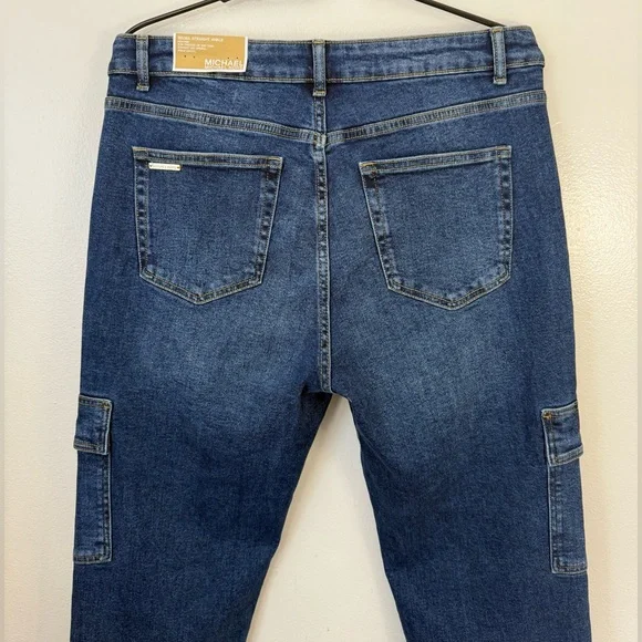 Michael Kors Straight Cropped High Rise Cargo Jeans - Selma - Picture 1 of 9